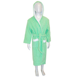 Халат за Деца зелен с Двойна качулка